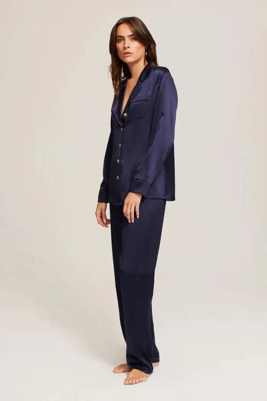 GINIA Fine Finishes Silk Pyjama Midnight Blue 100% Silk Set XXL